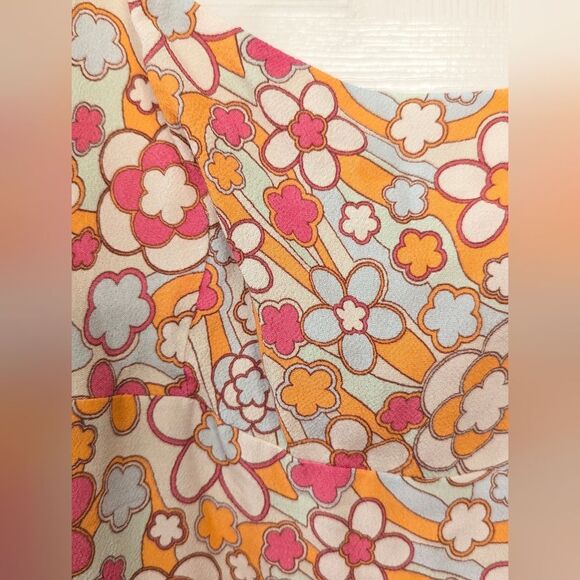 Aritzia Sun Deh Floral Mini Short Straps Sundress Pink Orange Boho Vacay Fairy M - Picture 6 of 11